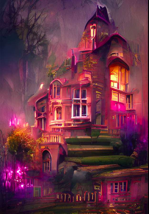 Lavendel hus pussel på nätet