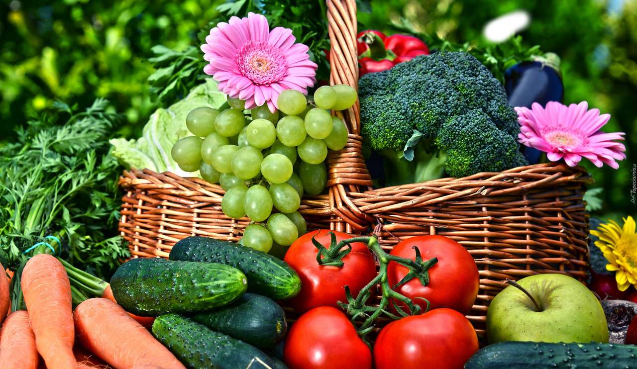 Korb und Gemüse und Obst Online-Puzzle