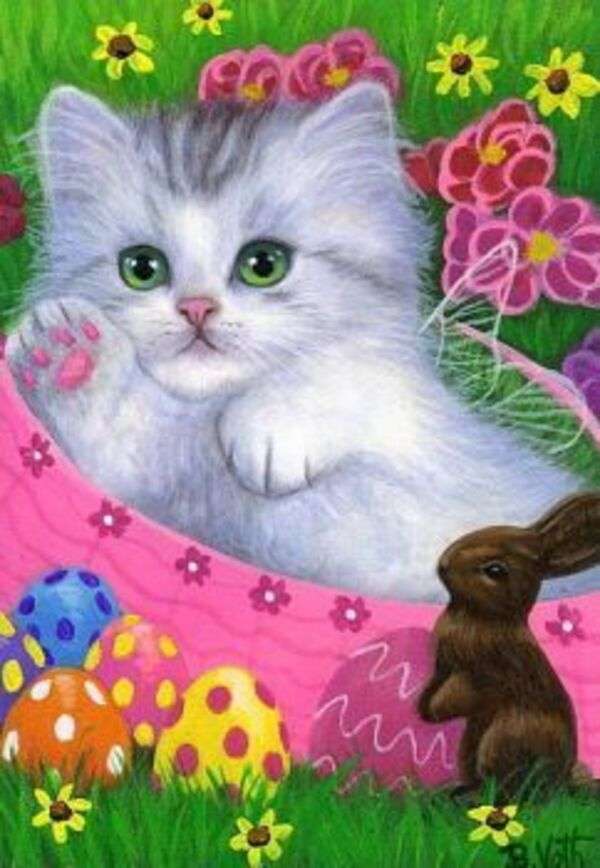 Kitten wachten op Pasen #200 legpuzzel online