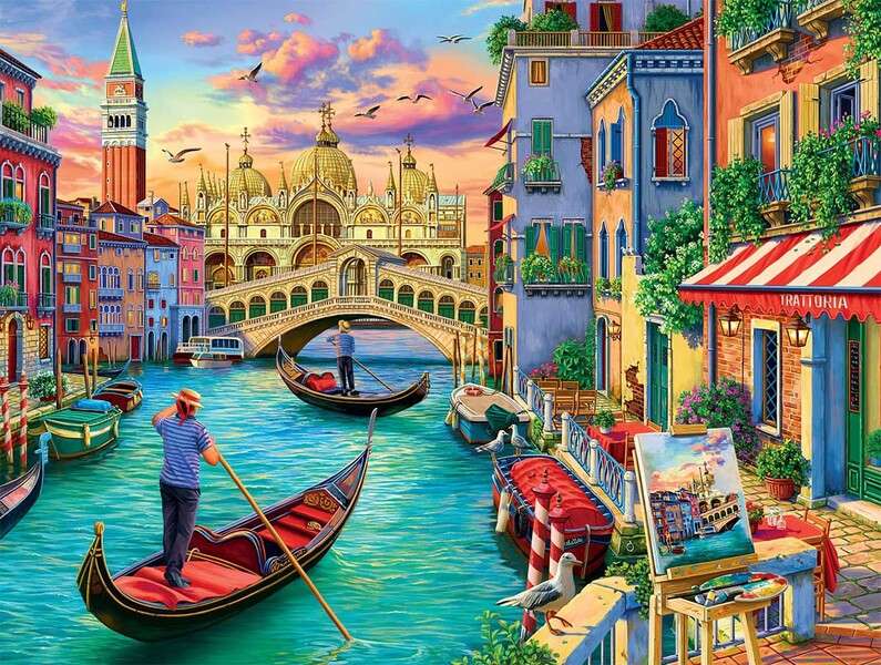 Spazieren Sie durch die Kanäle von Venedig Online-Puzzle