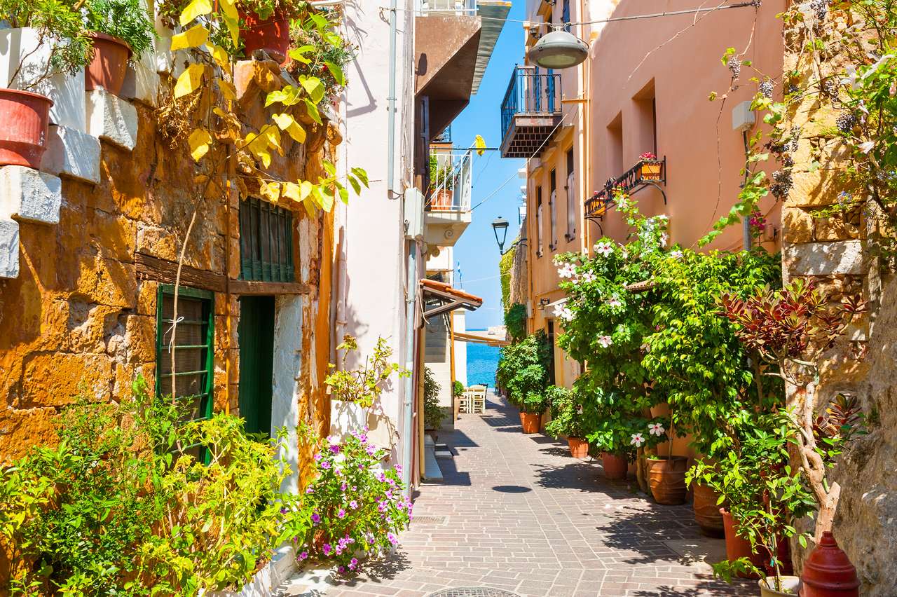 Cidade portuária de Chania da ilha de Creta quebra-cabeças online
