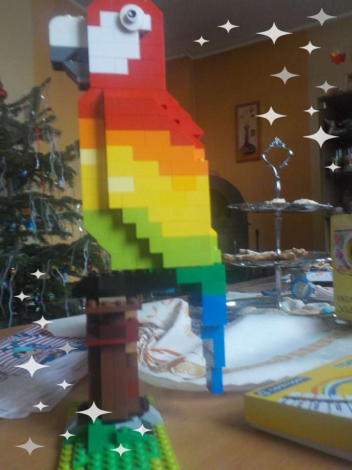 lego papegaai met kerst legpuzzel online