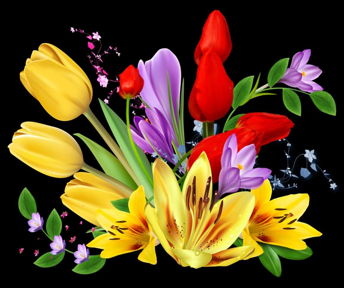 Blumenstrauß mit Tulpen Online-Puzzle