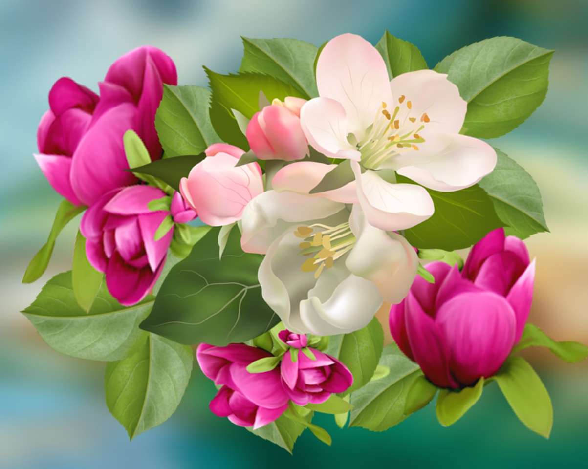 Καλοκαιρινό αεράκι - πολύχρωμα λουλούδια παζλ online