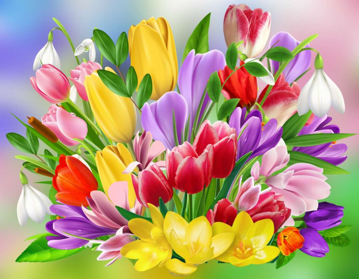 Virágok pasztell színekben online puzzle