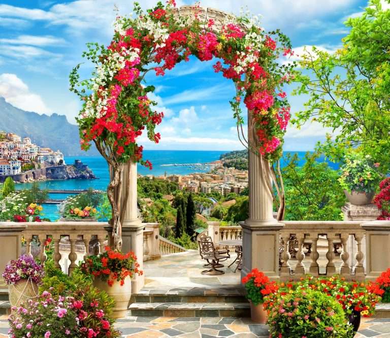 Flowers on the terrace online puzzle
