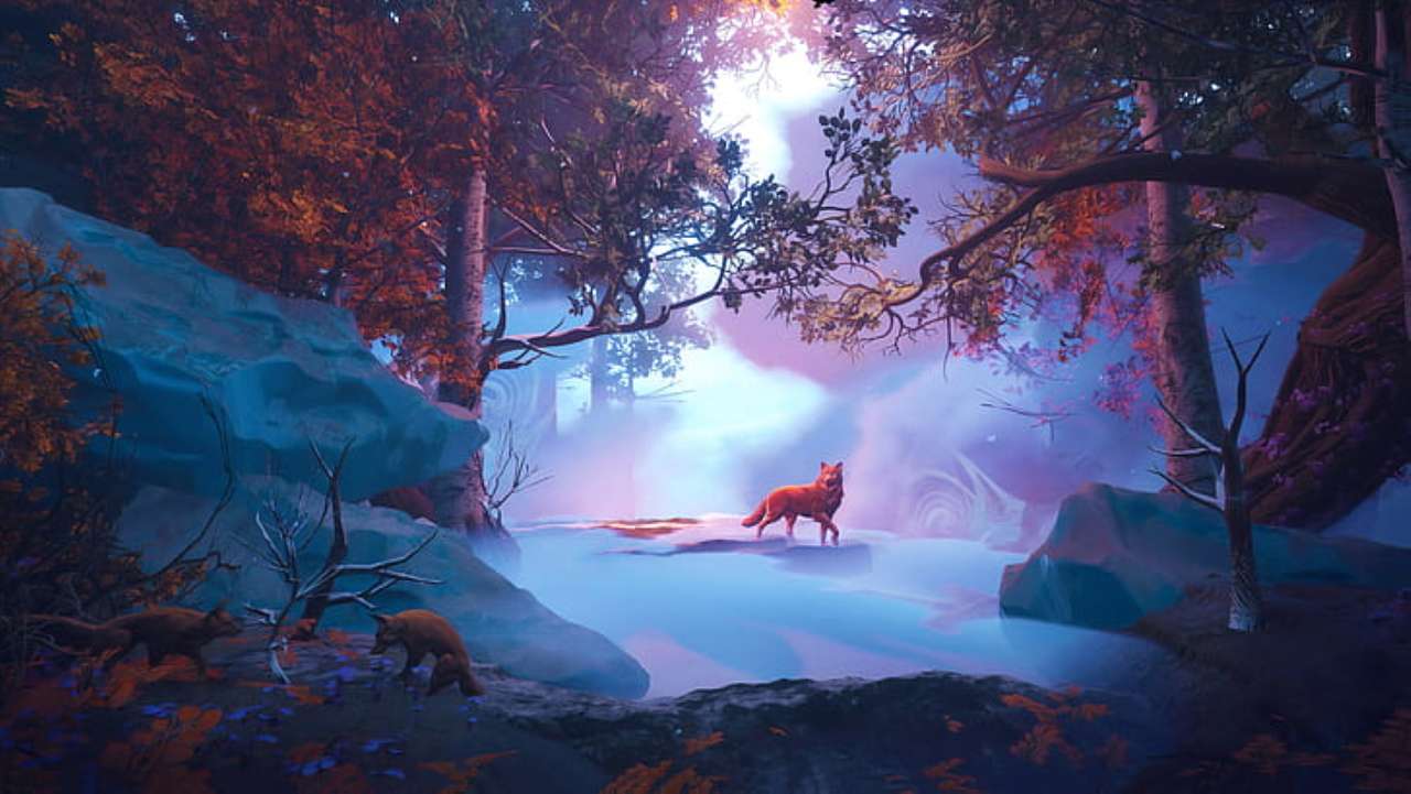 vossen in het besneeuwde bos legpuzzel online