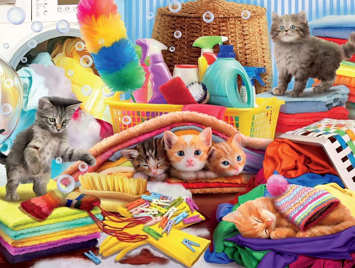 gatos na lavanderia quebra-cabeças online