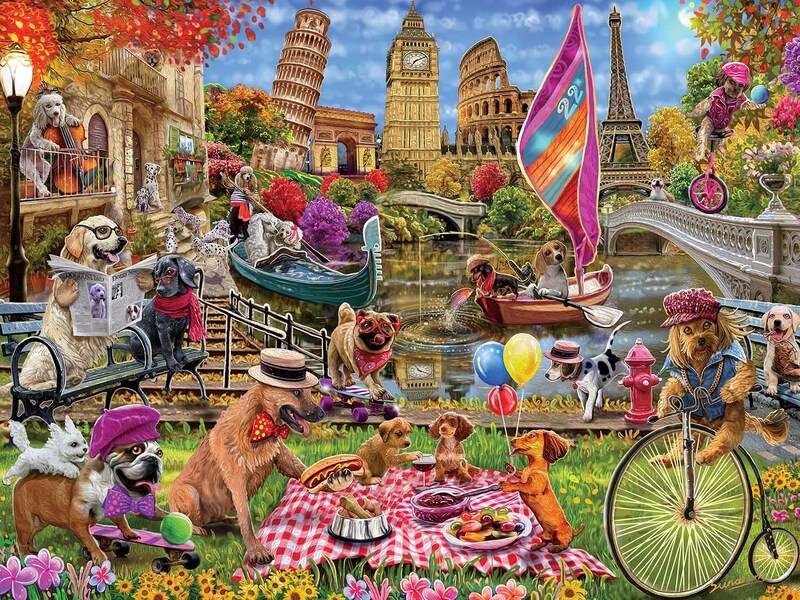 Welpen auf einem großen Picknick #196 Puzzlespiel online