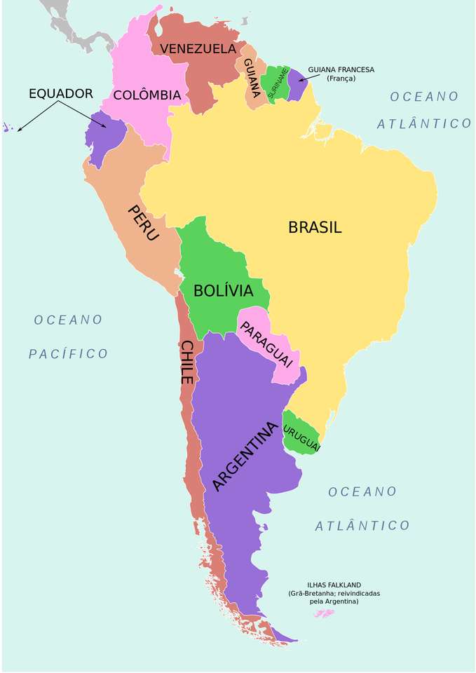 Karte von Südamerika Puzzlespiel online