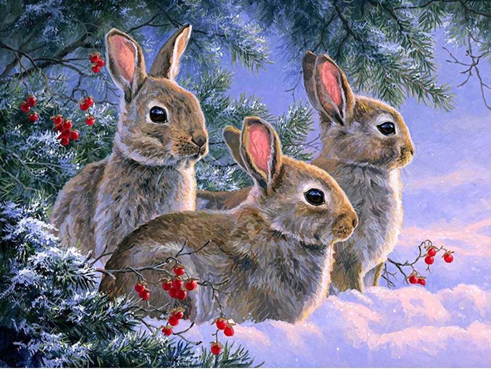 konijnen in de sneeuw legpuzzel online