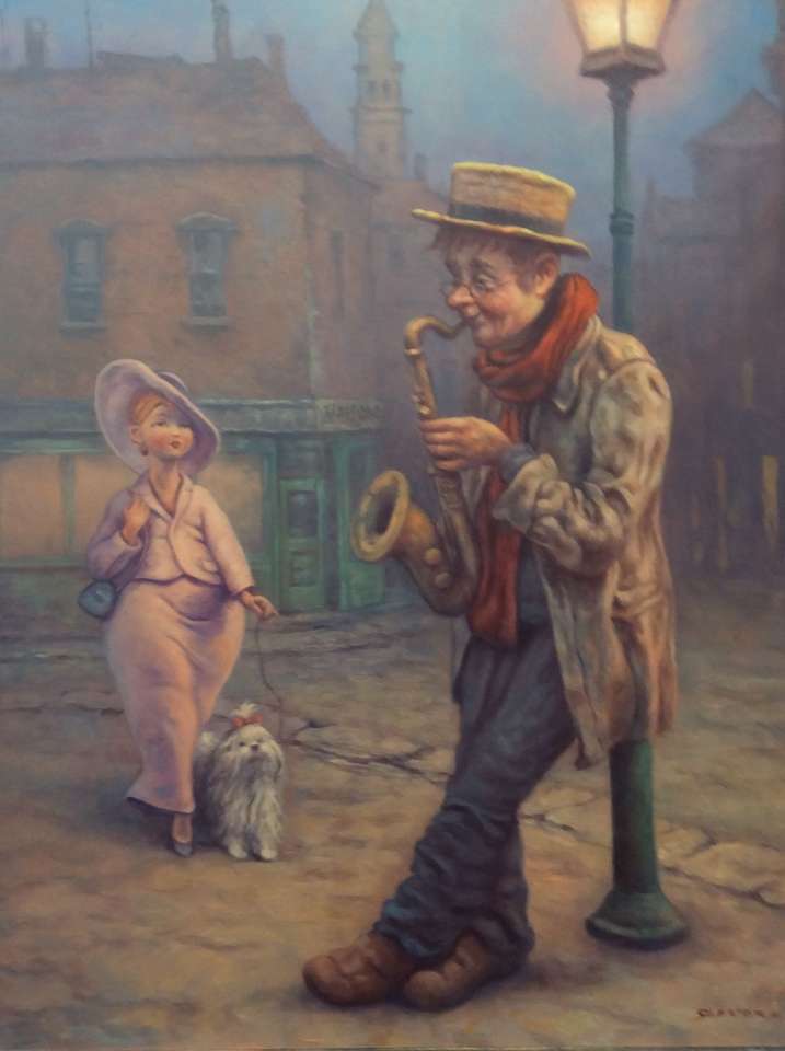 Pouliční hudebník - saxofonista skládačky online