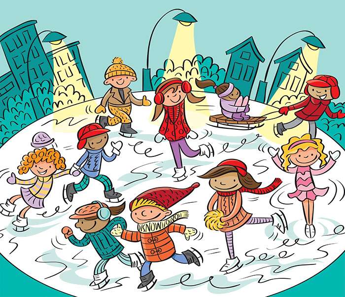 Kinderen op de ijsbaan legpuzzel online