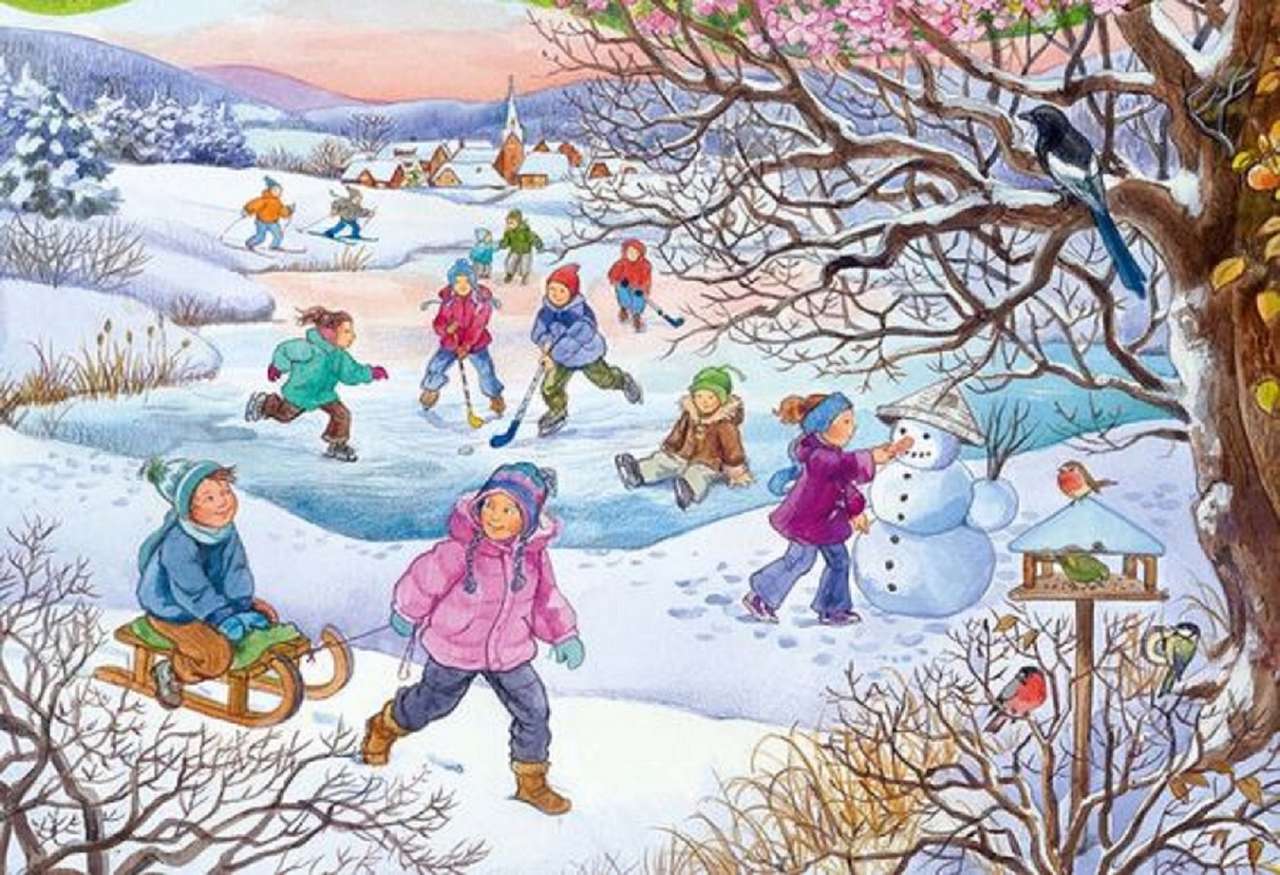 Зимни забавления за деца онлайн пъзел