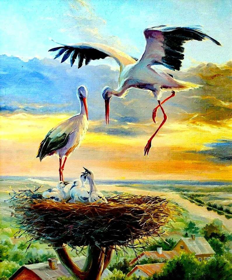 Stork family, rarer and rarer sight with us: ( online puzzle