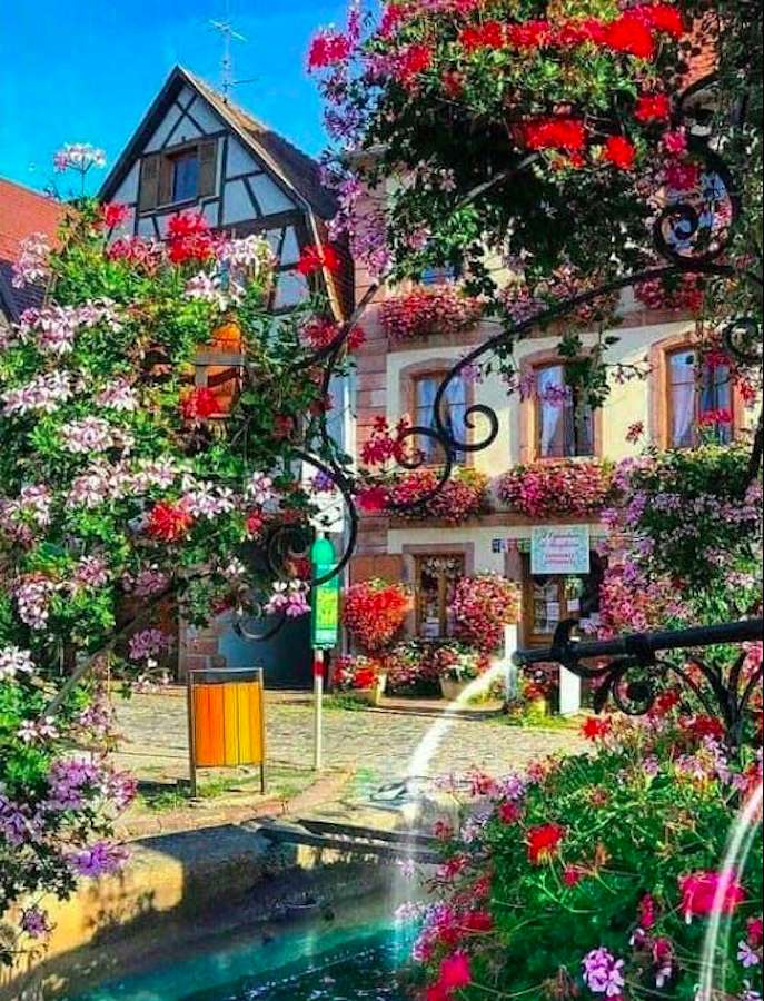 A beautiful town full of flowers online puzzle