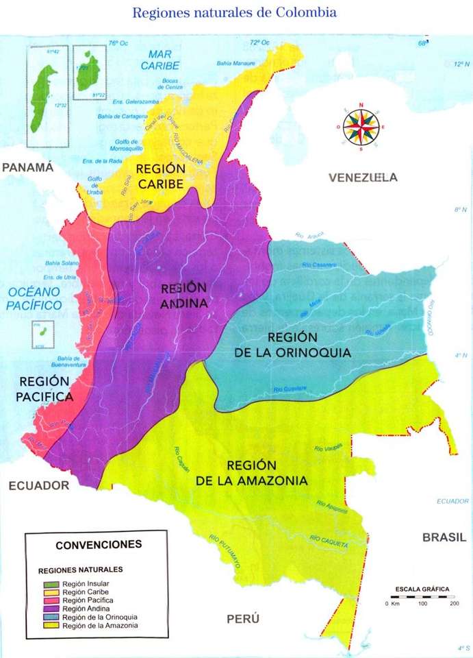 コロンビアの地域 オンラインパズル