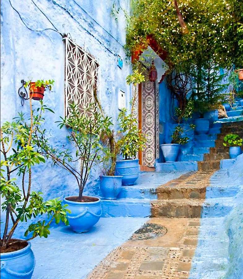 Calle azul en Marruecos rompecabezas en línea