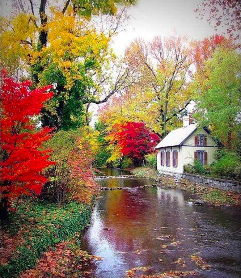 Une maison blanche au bord de la rivière :) puzzle en ligne