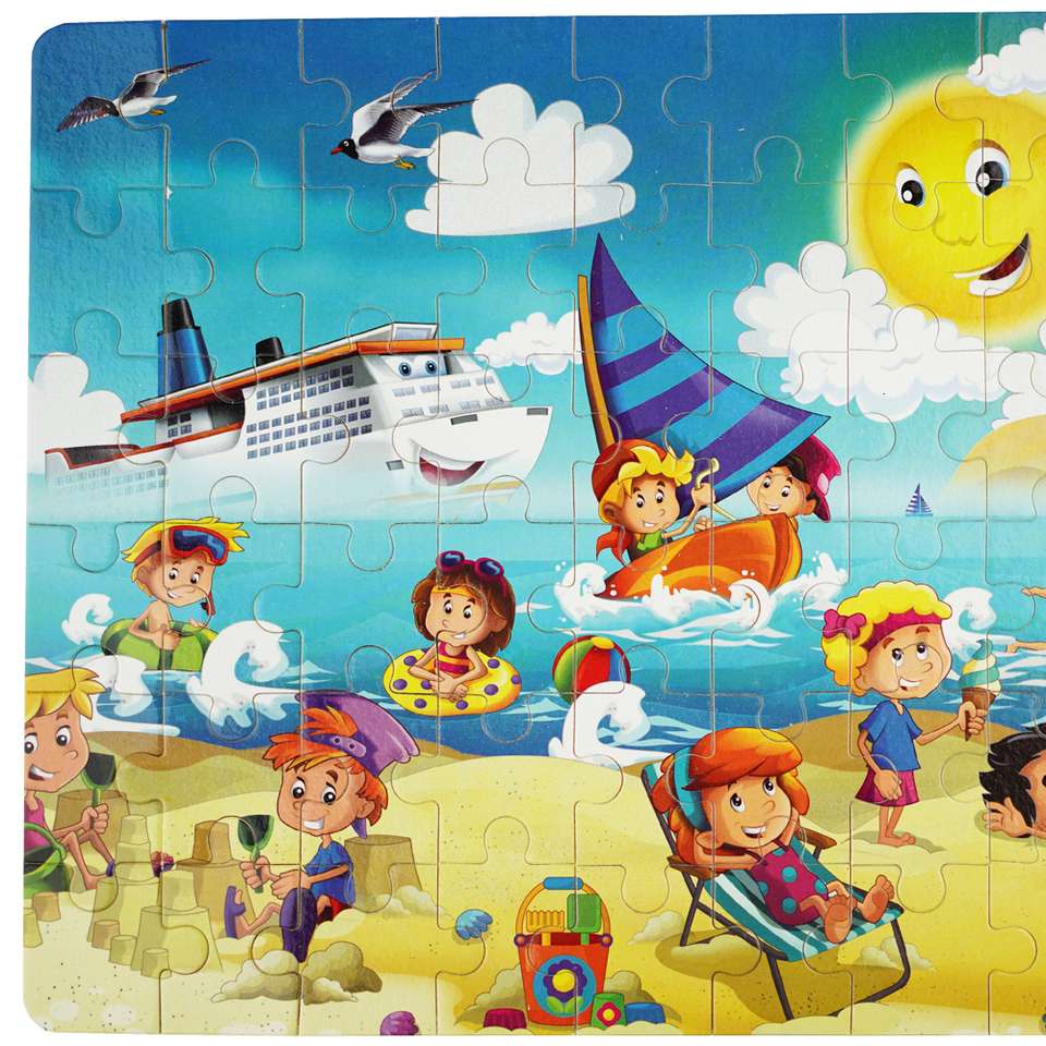 Children on the beach by the sea online puzzle