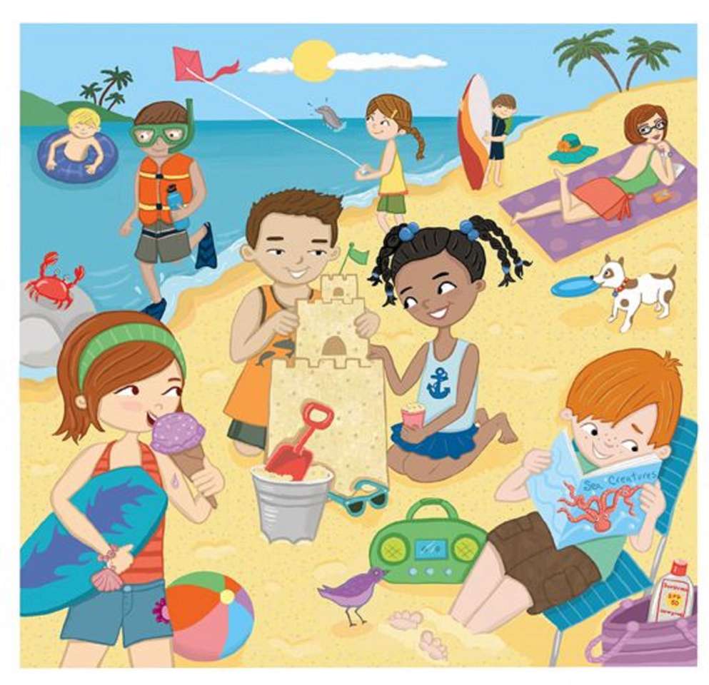 Enfants sur la plage puzzle en ligne