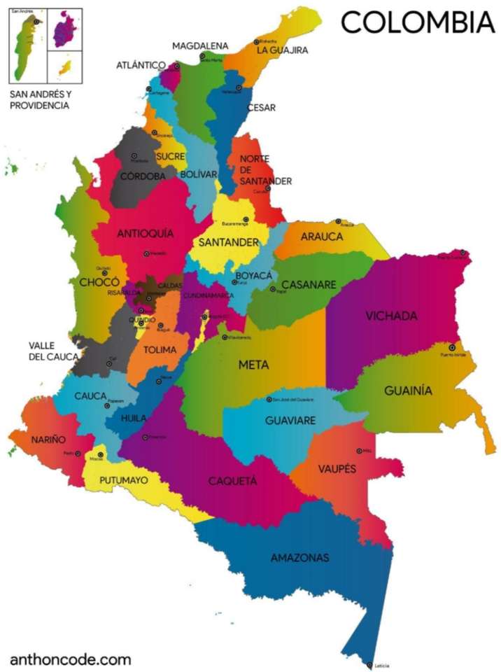 Mapa Kolumbie skládačky online