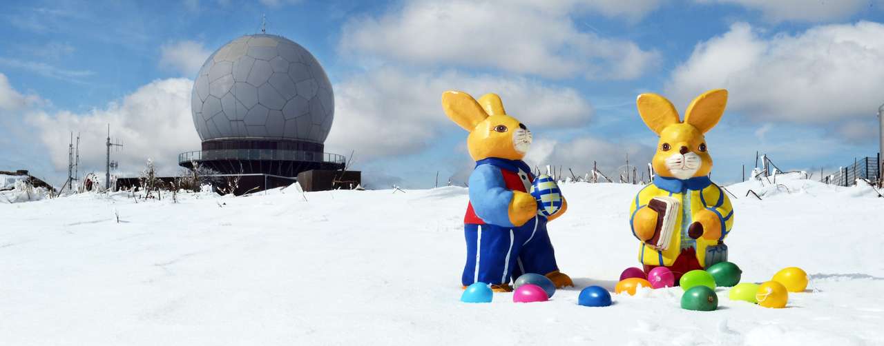 Coelhinhos da Páscoa na neve quebra-cabeças online