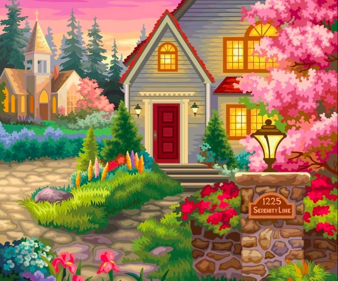 The rectory by the church, a beautiful garden online puzzle