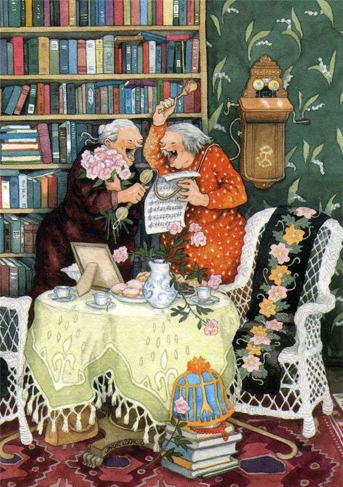 Сумасшедшие бабушки - Празднование - пение пазл онлайн