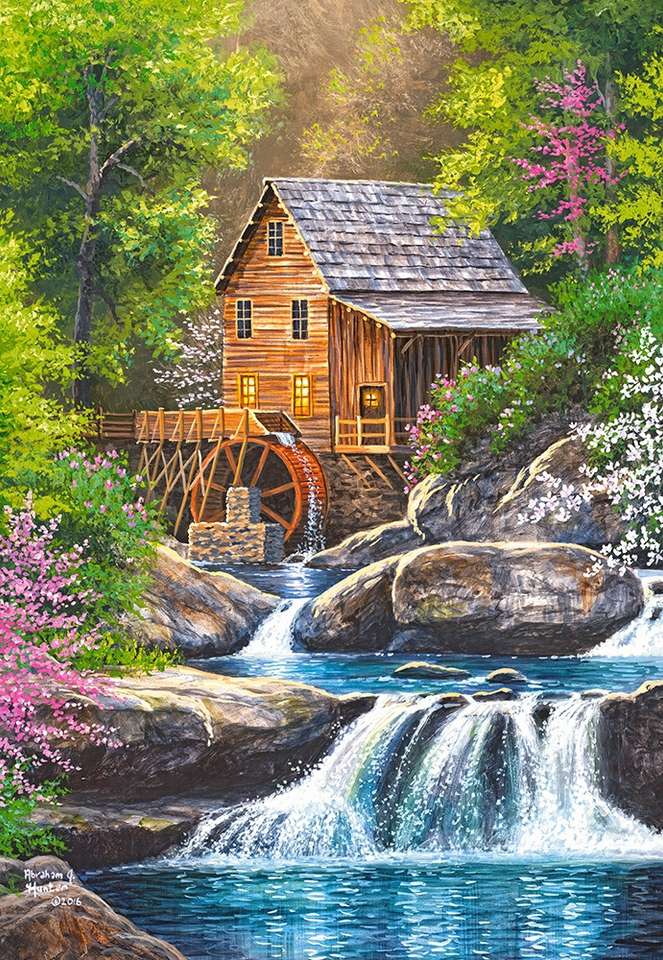 A water mill among the trees jigsaw puzzle online