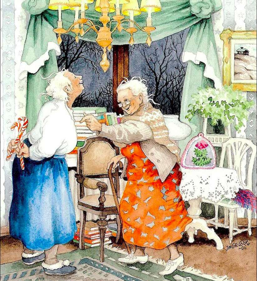 Crazy Grannies-Quale mano vuoi? ciao ciao puzzle online