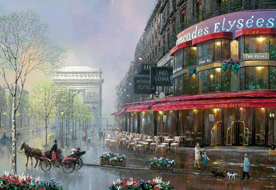 Paris au crépuscule - Cascades Elysées puzzle en ligne