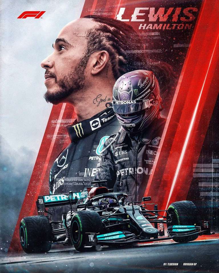 Lewis Hamilton en Mercedes Benz formule 1 auto online puzzel