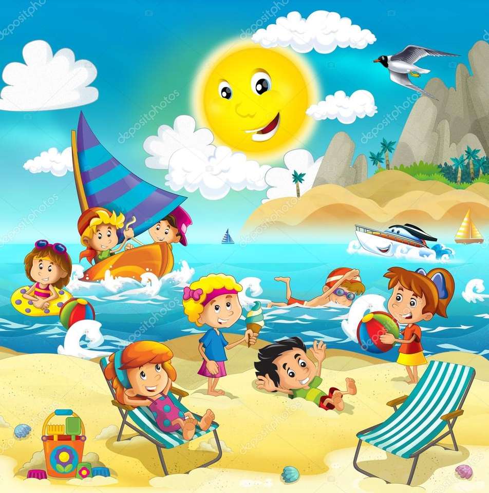 Crianças na praia puzzle online