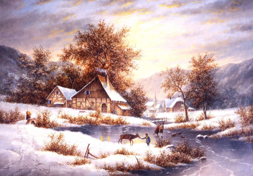 село в снігу онлайн пазл