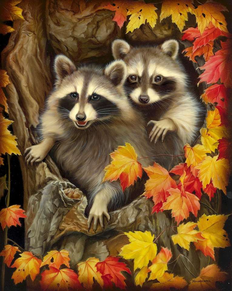 Raccoons and autumn online puzzle