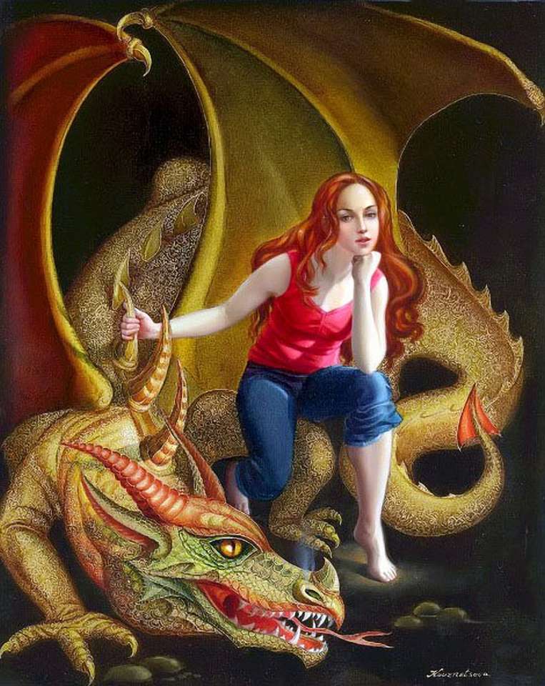 Fantasía-La Bella y el Dragón rompecabezas en línea