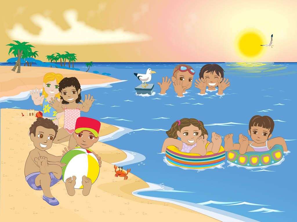 Enfants sur la plage puzzle en ligne
