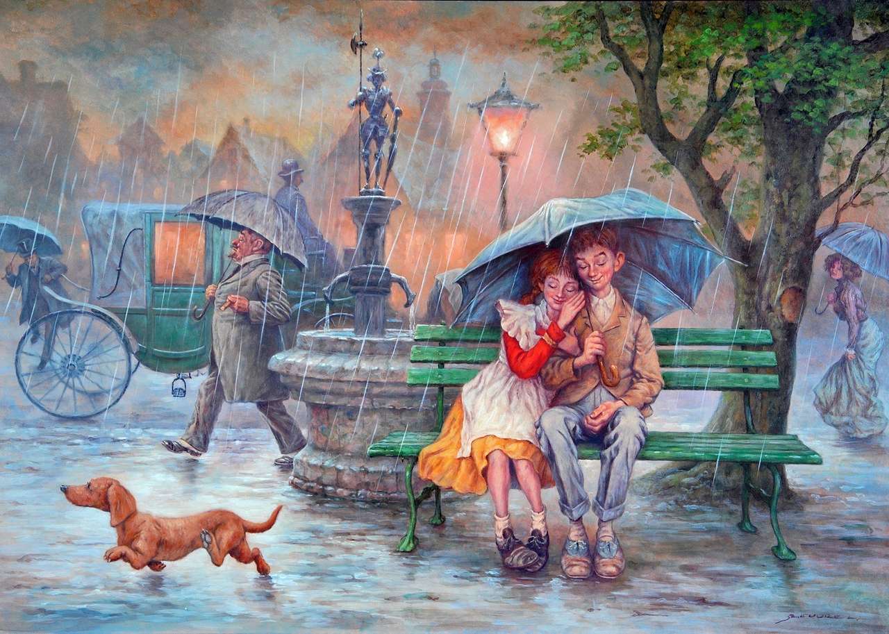 In love - they are not afraid of any weather :) jigsaw puzzle online