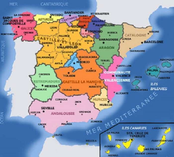 χάρτης της Ισπανίας online παζλ
