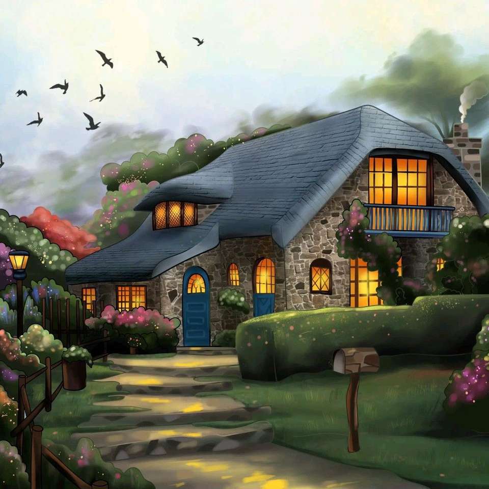 Incredibile casa al tramonto puzzle online