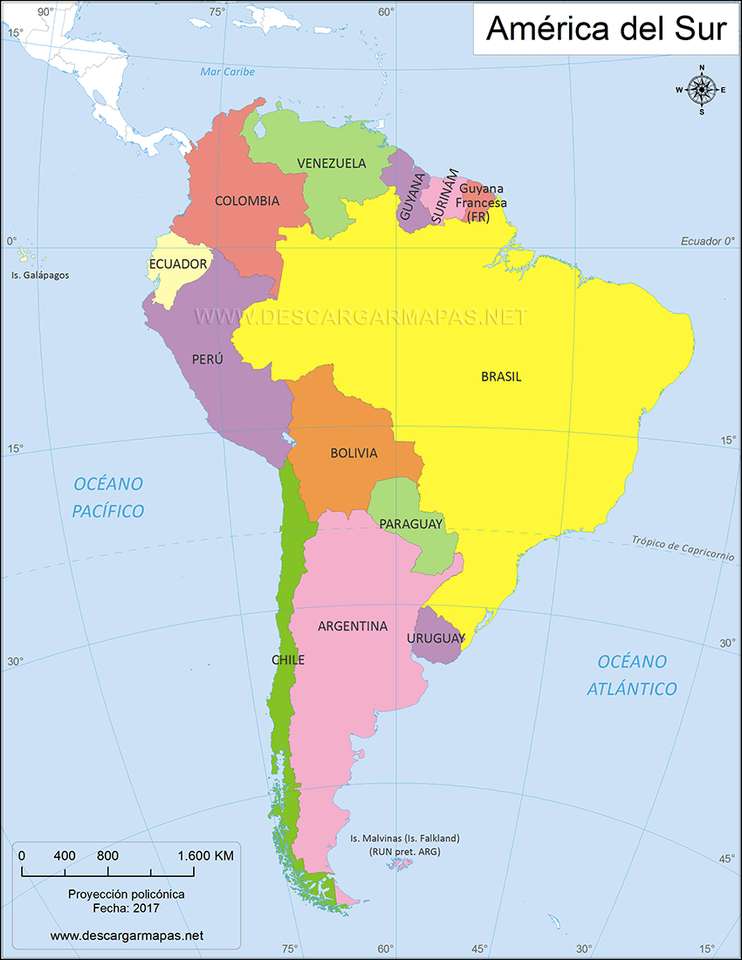 Amérique du Sud puzzle en ligne