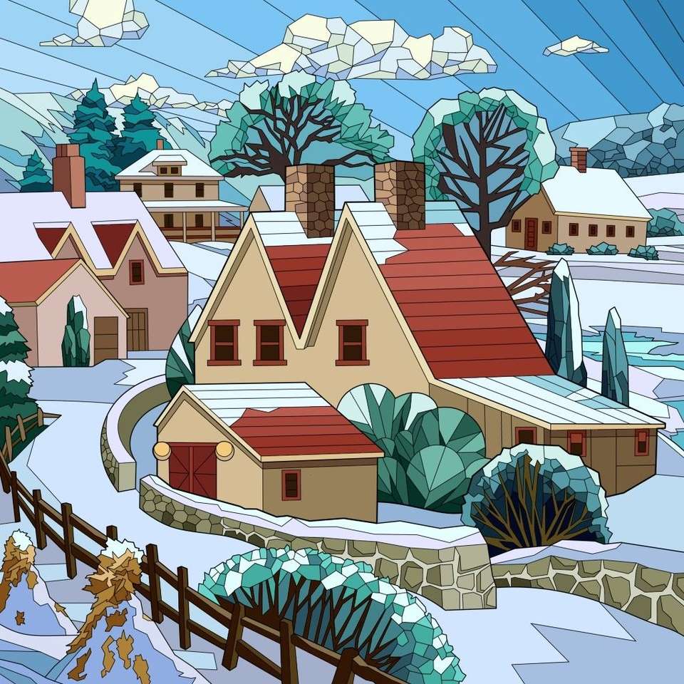 The town in winter, a lovely view jigsaw puzzle online
