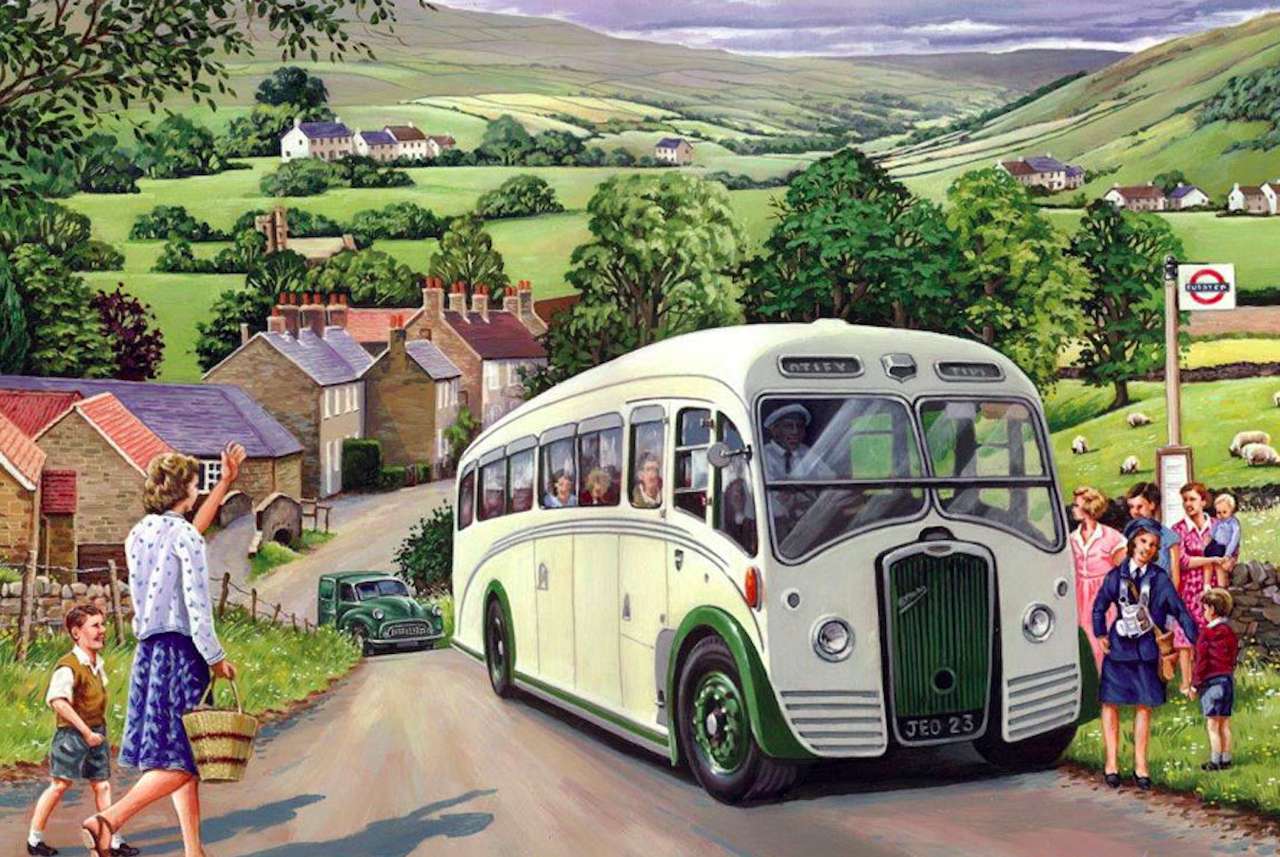 Školní autobus na anglickém venkově skládačky online