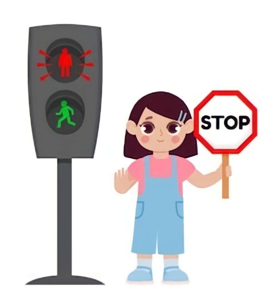 Nena con semaforo en rojo rompecabezas en línea