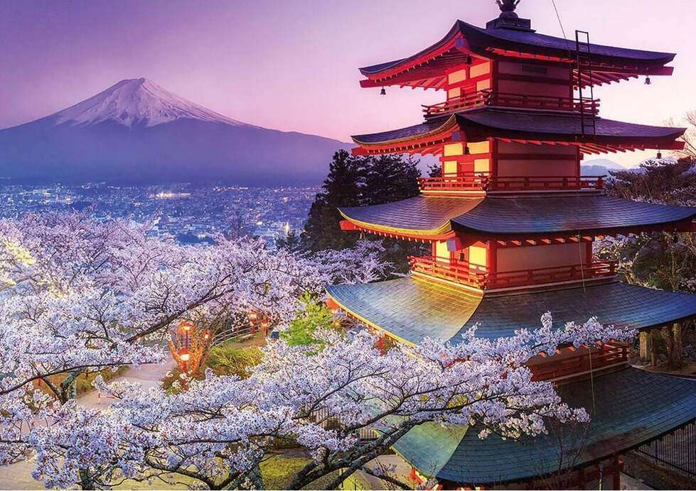 Mount Fuji - en vulkan, det högsta berget i Japan pussel på nätet
