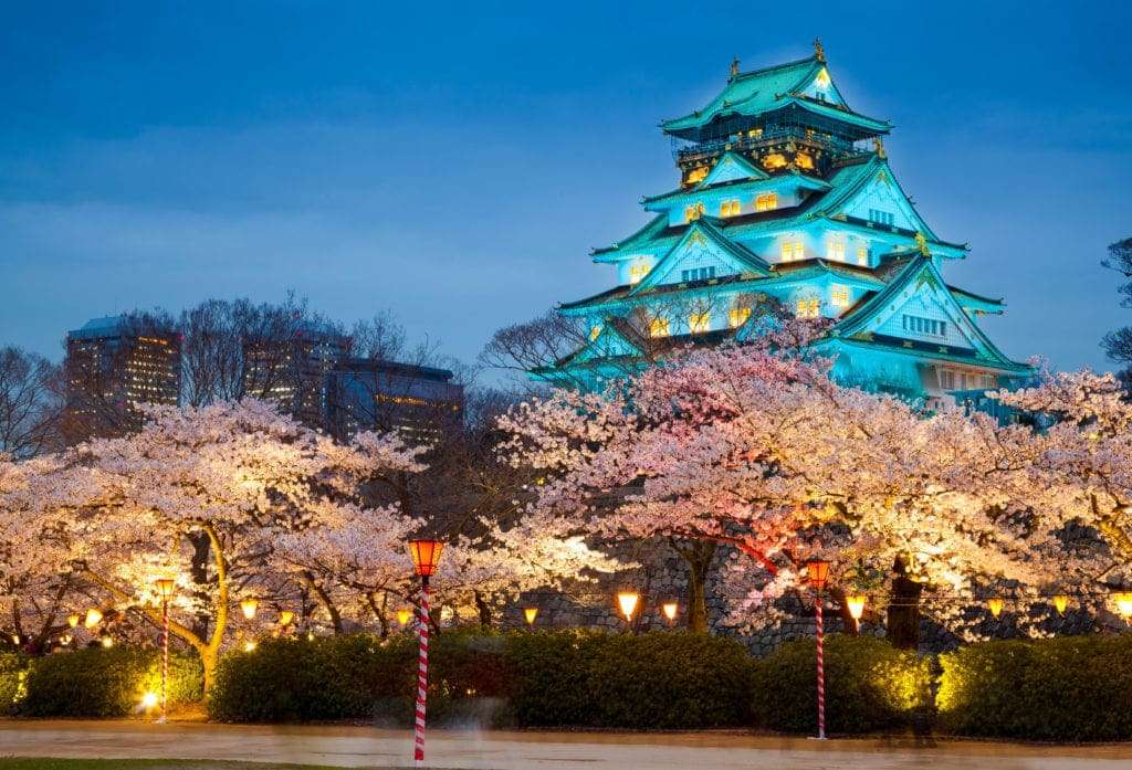 Schloss Osaka am Abend Online-Puzzle