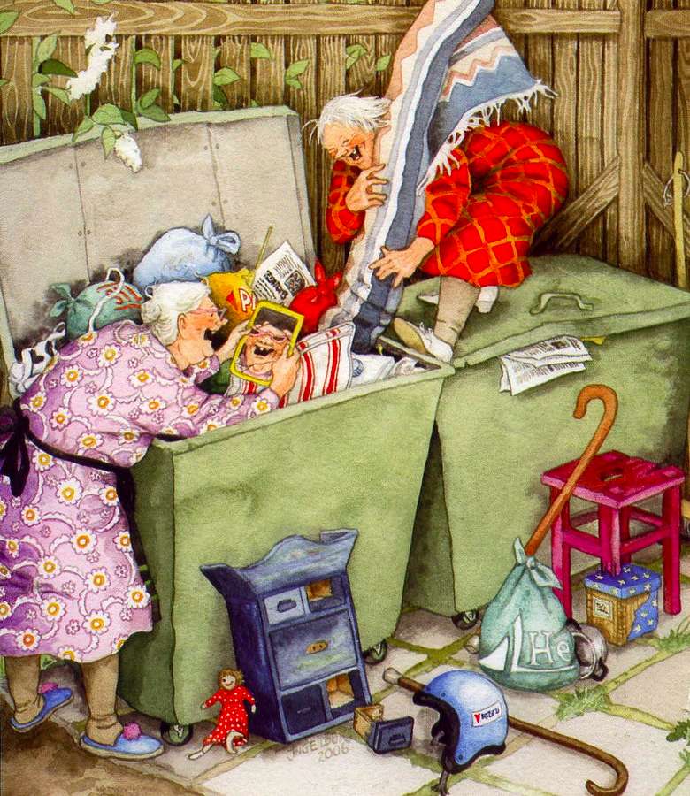 Crazy Grannies-Jakt på skatter från utställningen :) Pussel online