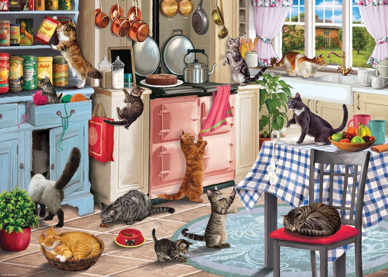 Gatti in cucina puzzle online