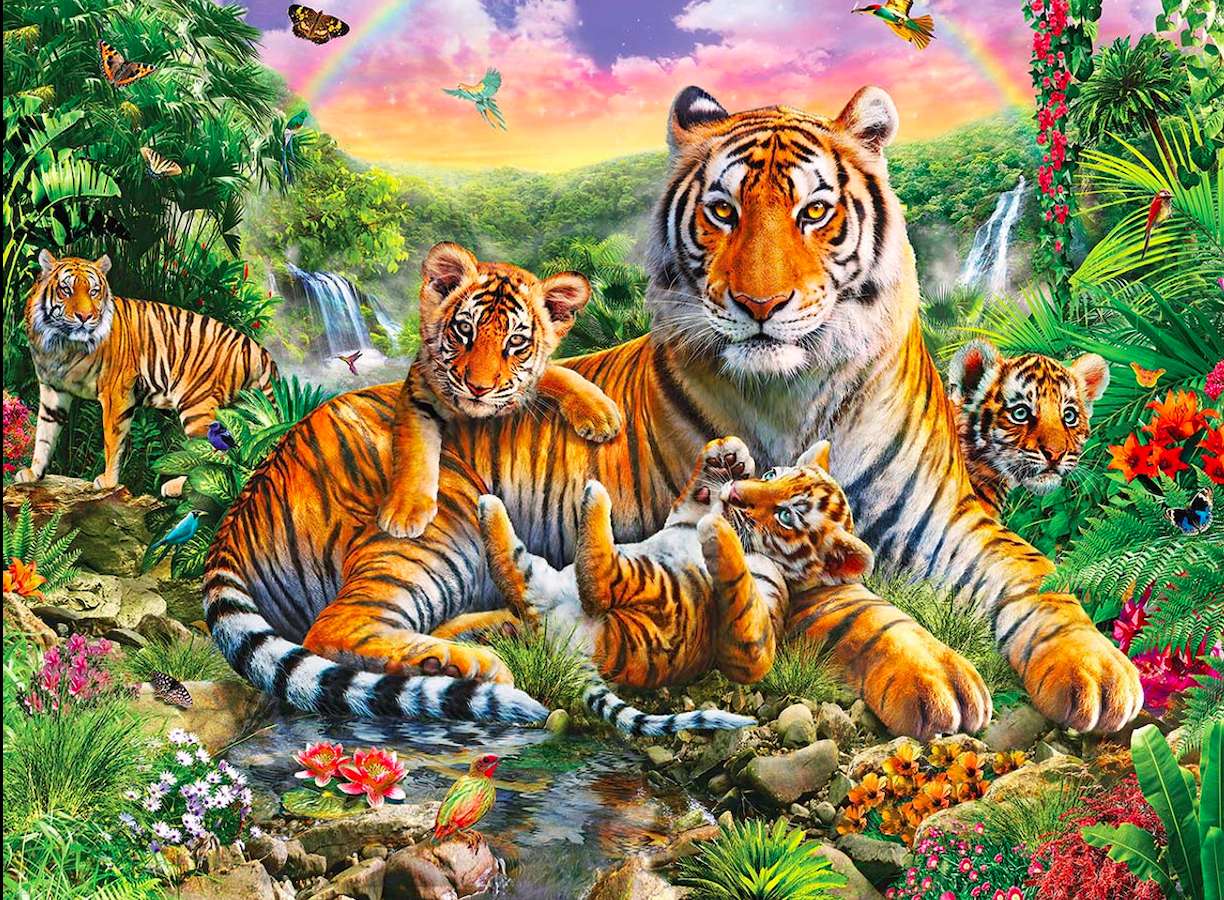 Тигрова сім'я) пазл онлайн